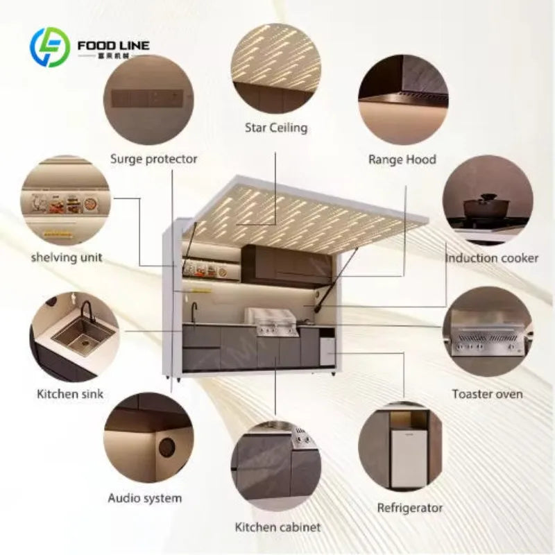 Outdoor Kitchen Shed Weatherproof Modular Outdoor Kitchen with Barbecue and Sink for Garden Spaces BBQ Pod Kitchen Customized