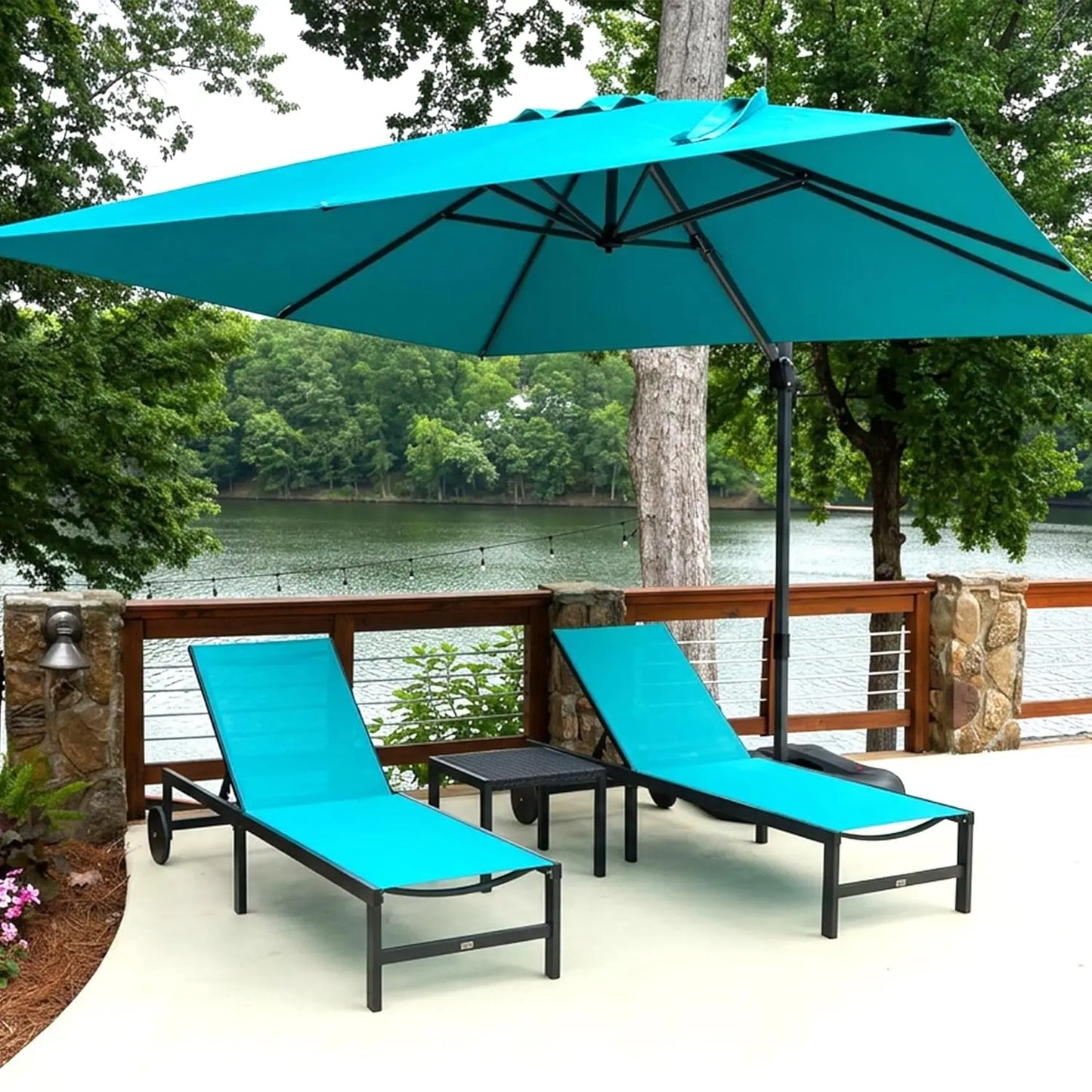 Patio Tanning Lounge Chair Set with Face Down Hole Outdoor Aluminum Adjustable Reclining Chairs Wheels Pillows and, Customized
