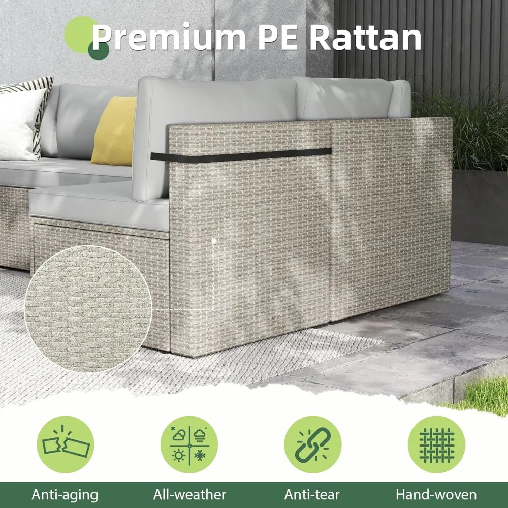 7-Piece Outdoor Sectional Sofa Set, Weather-Resistant Patio Furniture Set with Washable Cushions and Coffee Table,, Customized