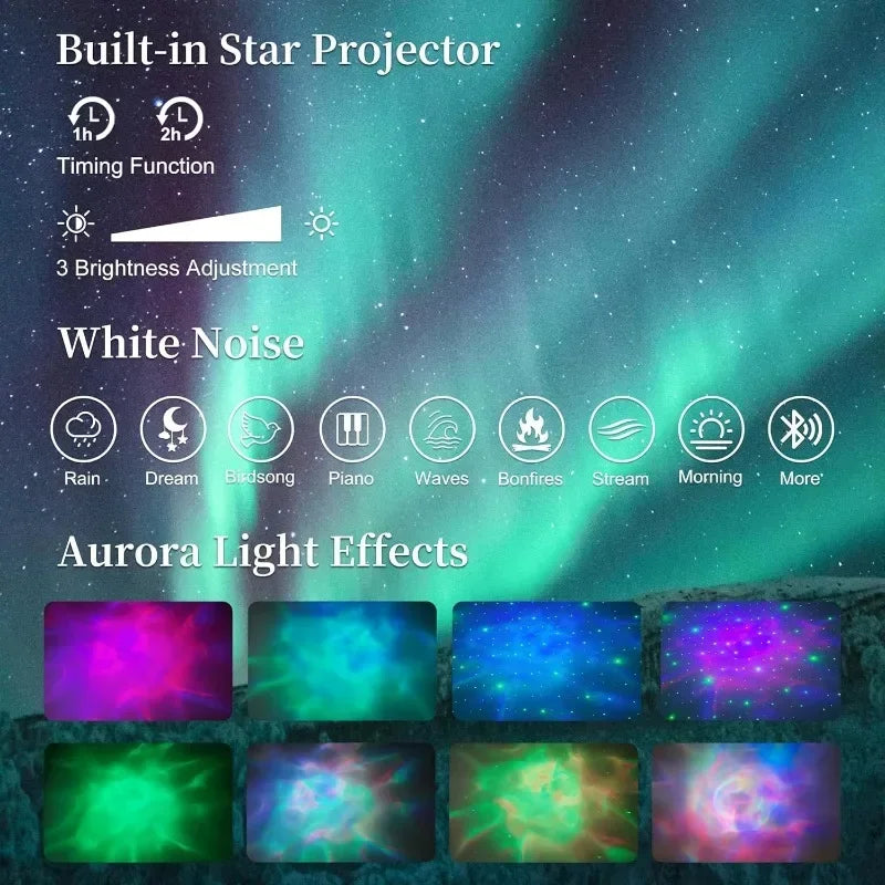 LED Bed Frame with Galaxy Aurora Star Projector and Charging Station, Platform Beds with 52" Diamond Upholstered Customized