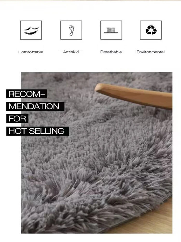 Plush Round Carpet Living Room Decoration Super Soft Bedroom Fluffy White Carpet Non-Slip Blanket Bedside Design Room Play Mat