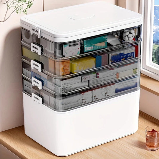 Large Capacity Multi-Layer Medicine Organizer and Usage Guide - Durable Waterproof Pill Box with Pill Storage Compartment, Suitable for Home and Travel Storage, Can Be Placed under the Bed, Easy to Carry, Ideal for Outdoor Tr
