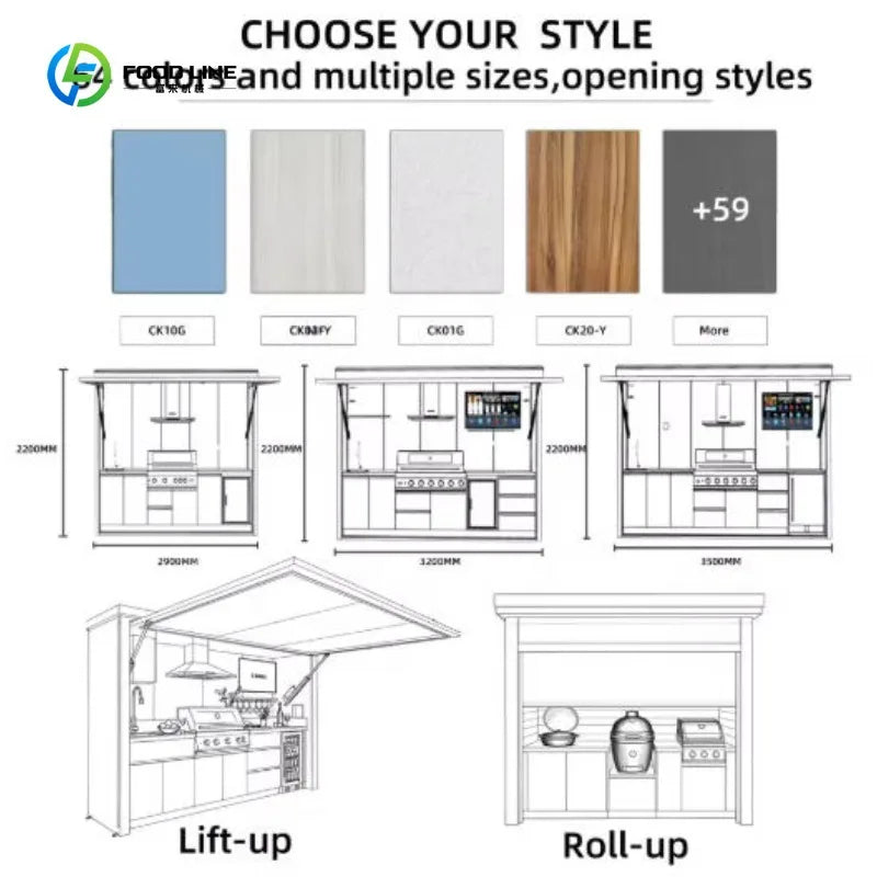 Outdoor Kitchen Shed Weatherproof Modular Outdoor Kitchen with Barbecue and Sink for Garden Spaces BBQ Pod Kitchen Customized