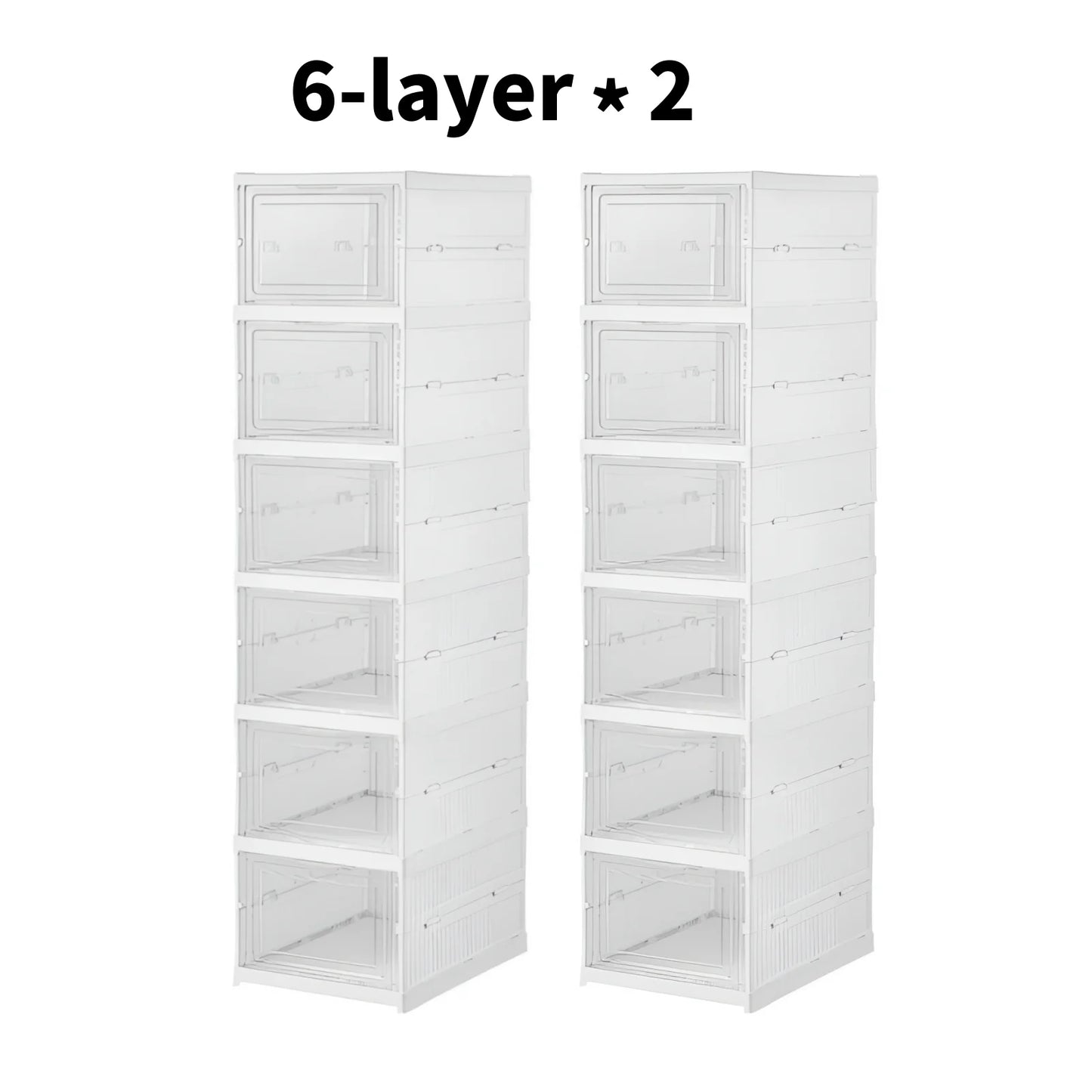 Foldable Clear Shoe Storage Organizer, Stackable Dustproof Thickened Sneaker, Shoe Box Rack Cabinet for Closet Dorm Apartment